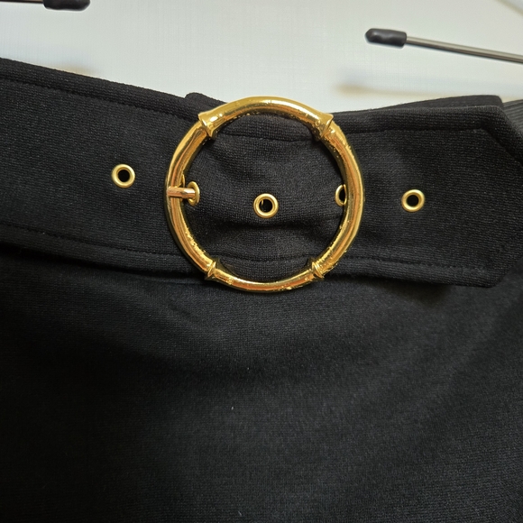 COLLEEN LOPEZ MY FAVORITE THINGS SKIRT KNEE LENGTH BLACK WITH GOLD BUCKLE SZ 1X - Picture 3 of 9